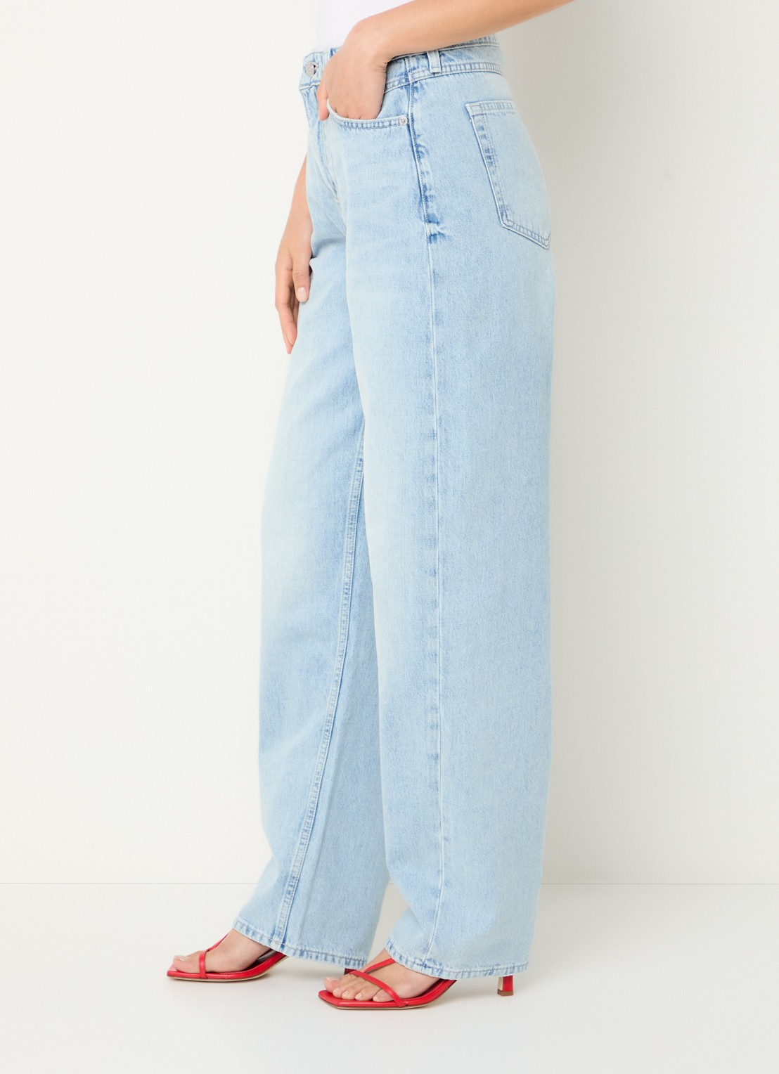 BOSS High waist wide leg jeans met steekzakken - detail 5 blauw