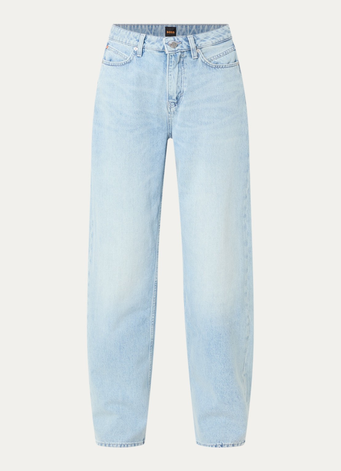 BOSS High waist wide leg jeans met steekzakken - voorkant blauw
