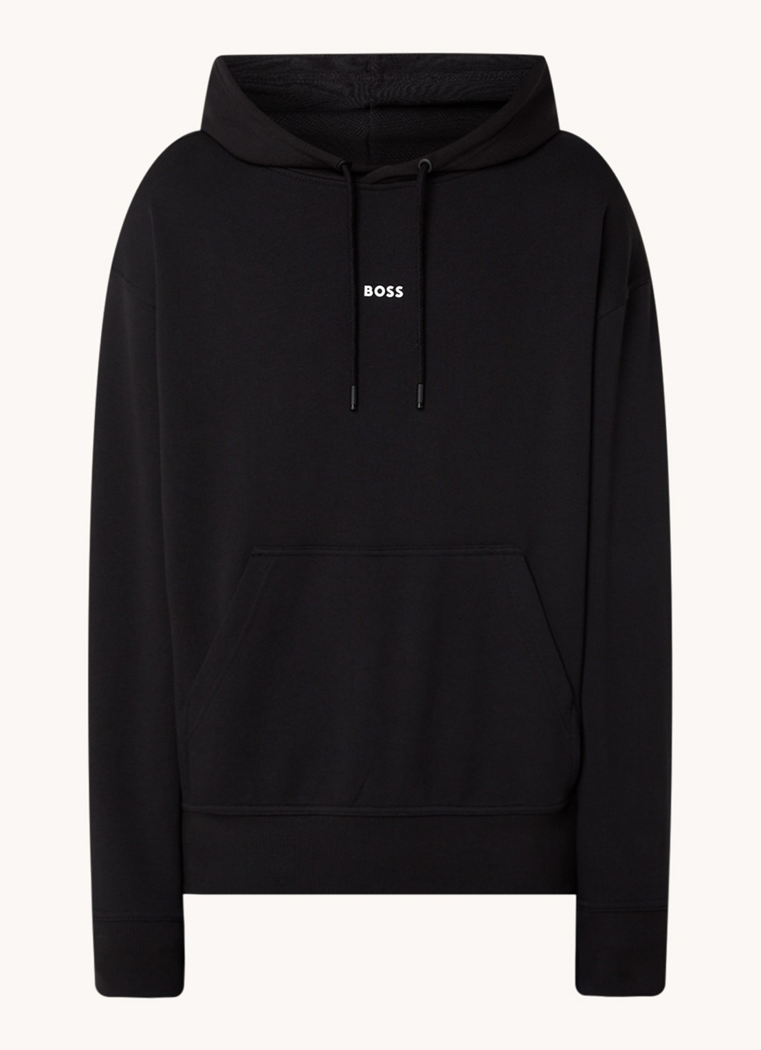 BOSS Hoodie met logo - voorkant 4 zwart