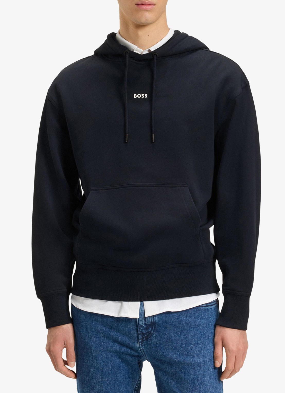 BOSS Hoodie met logo - detail 6 donkerblauw