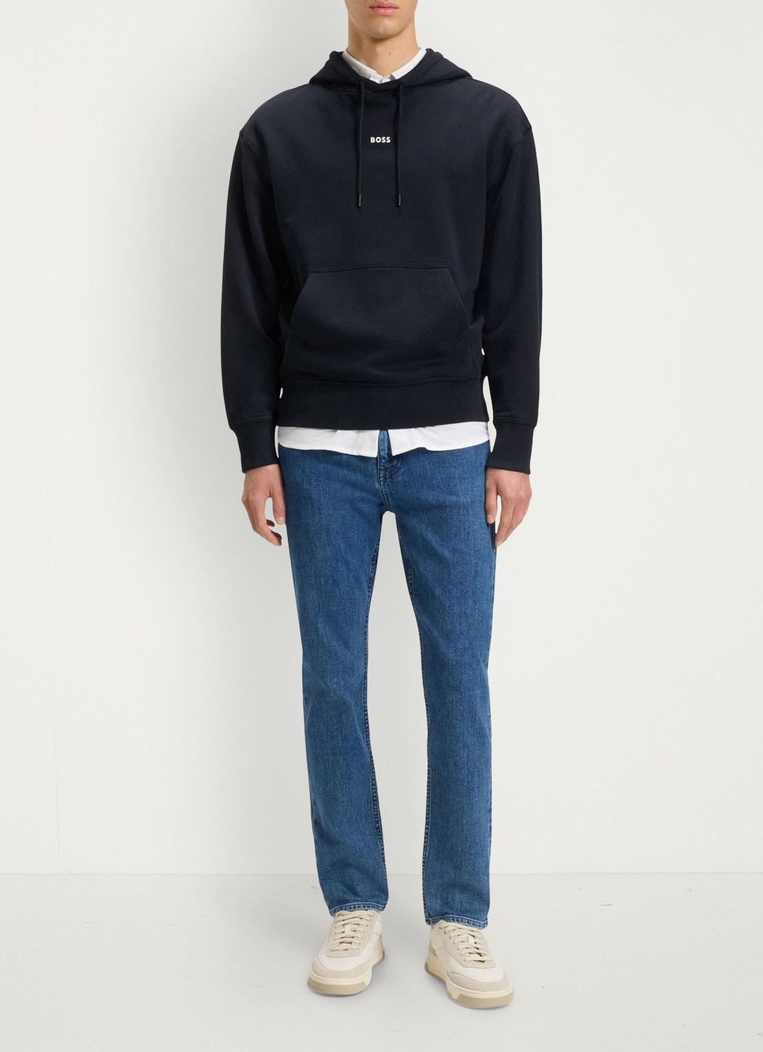 BOSS Hoodie met logo - voorkant 4 donkerblauw