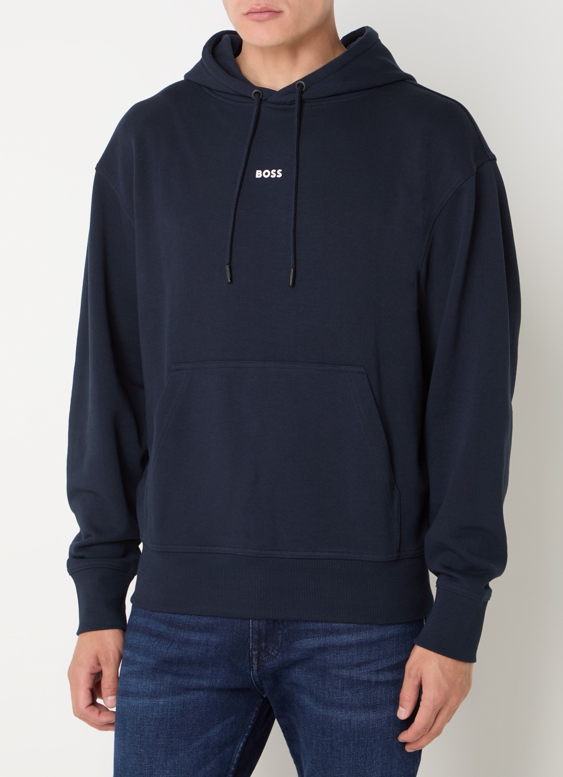 BOSS Hoodie met logo - detail 8 donkerblauw