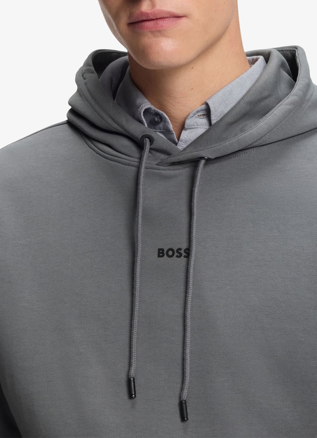 BOSS Hoodie met logo - detail 2 donkergrijs