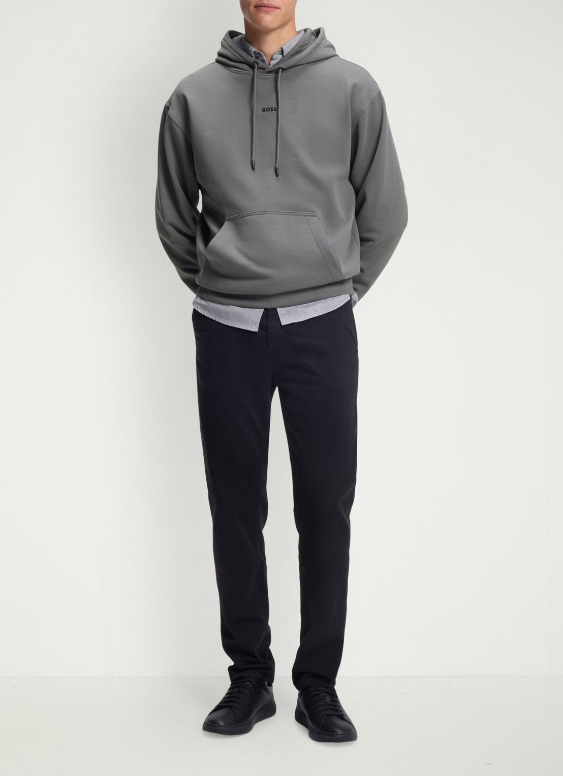 BOSS Hoodie met logo - voorkant 5 donkergrijs