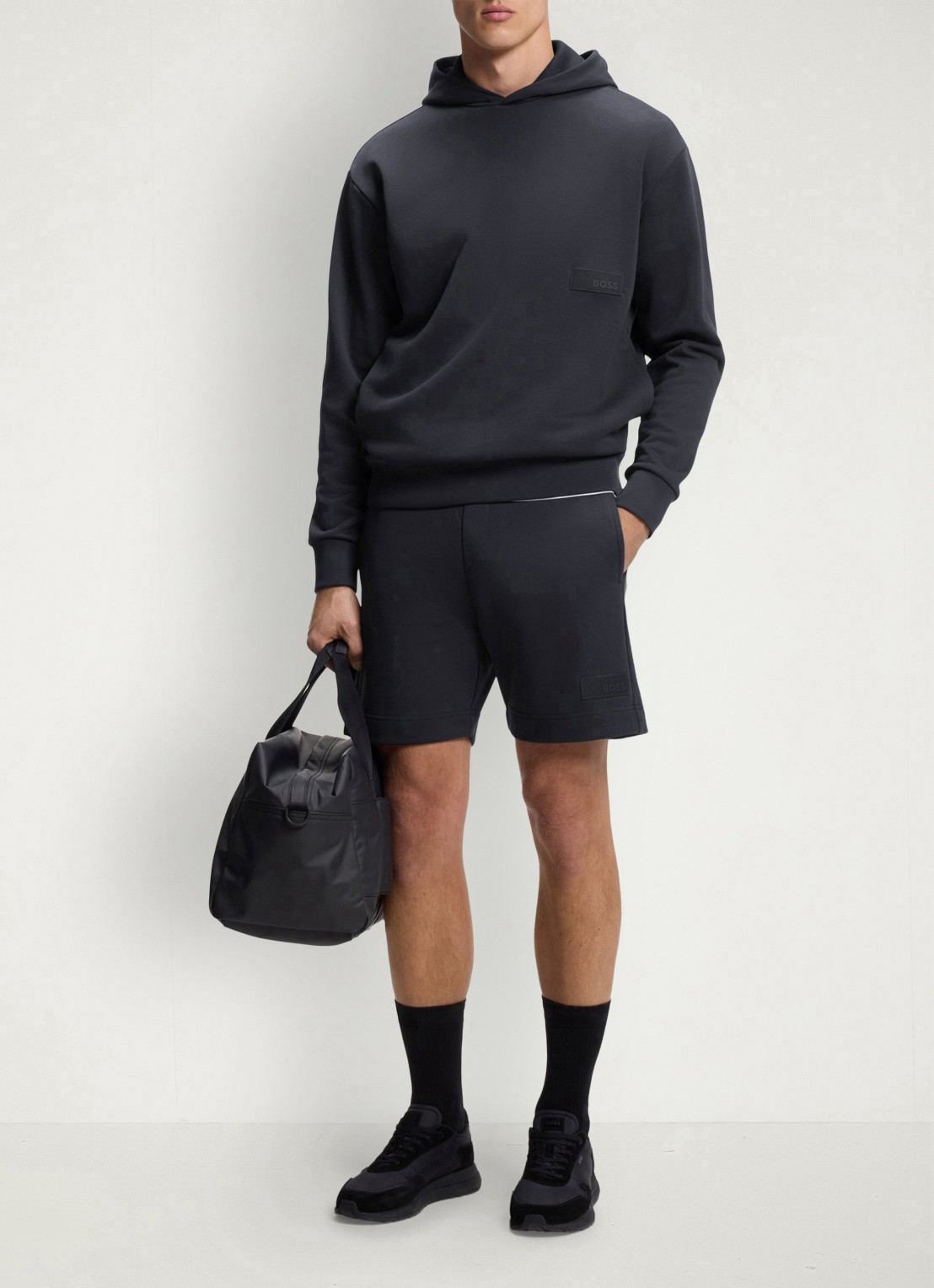 BOSS Hoodie met logo - voorkant 2 donkerblauw