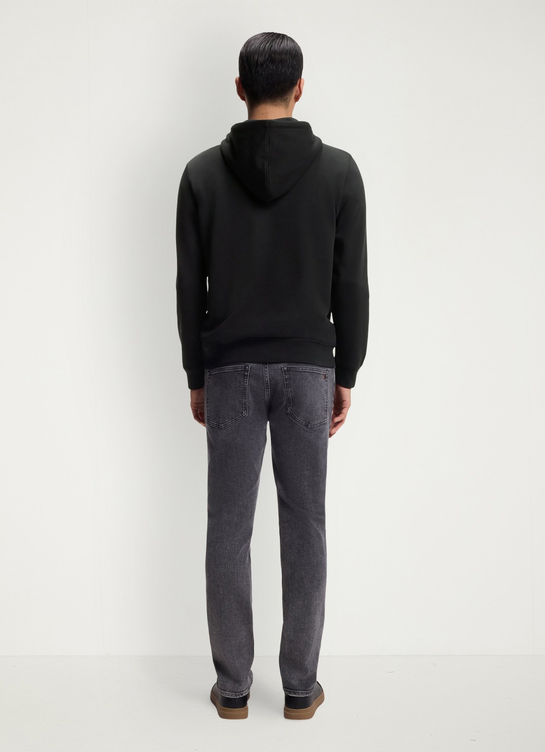 BOSS Hoodie van katoenen sweatstof met logopatch - achterkant zwart