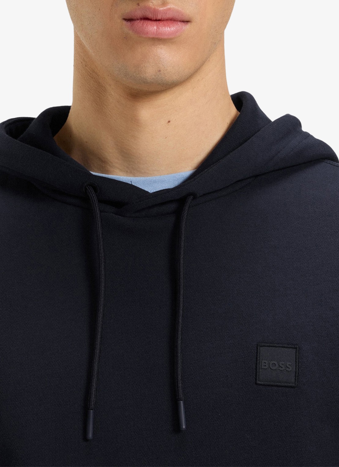 BOSS Hoodie van katoenen sweatstof met logopatch - detail 3 donkerblauw