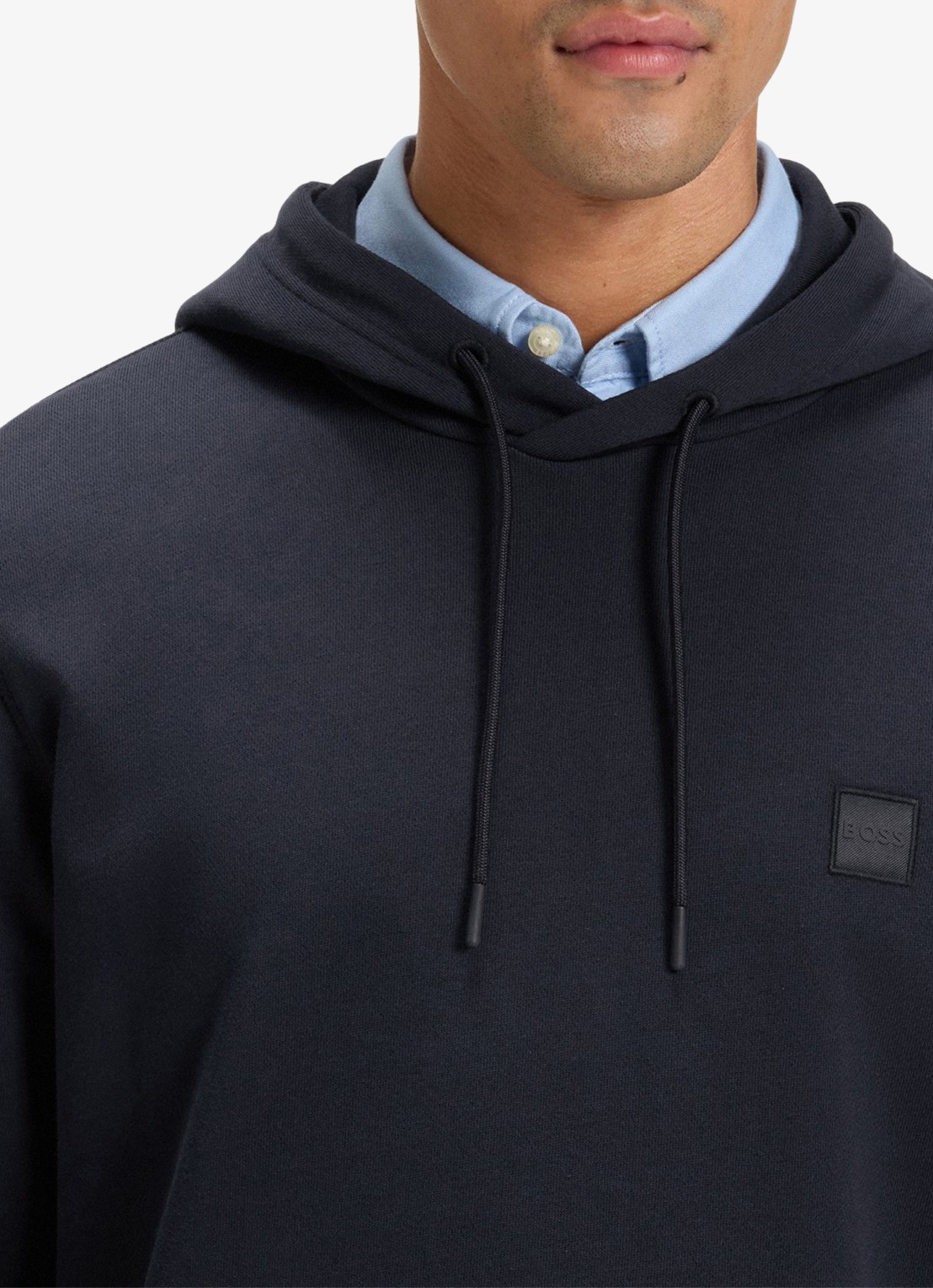 BOSS Hoodie van katoenen sweatstof met logopatch - detail 4 donkerblauw