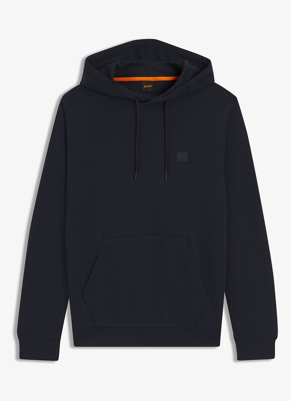 BOSS Hoodie van katoenen sweatstof met logopatch - voorkant 5 donkerblauw