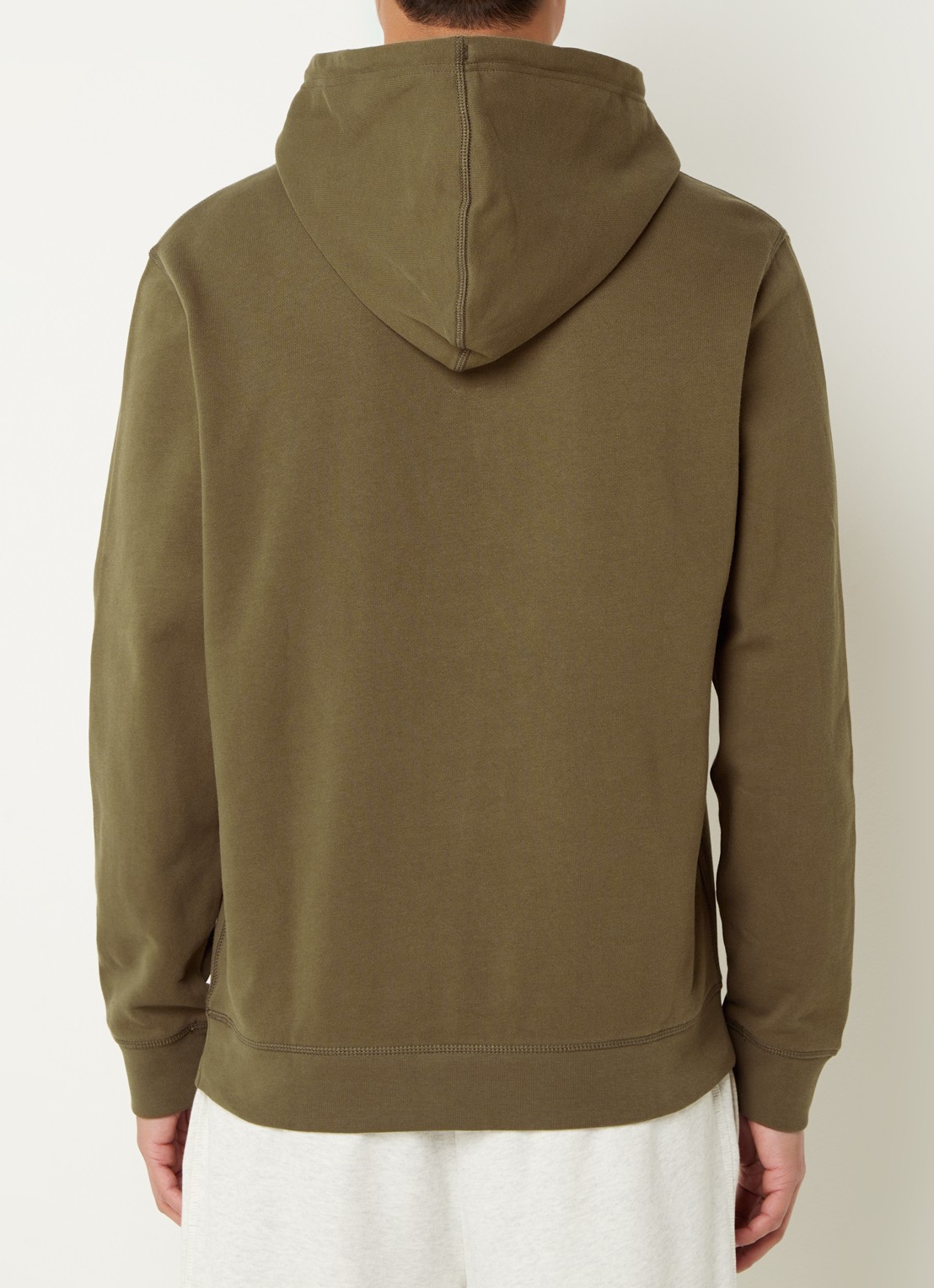 BOSS Hoodie van katoenen sweatstof met logopatch - achterkant 3 legergroen