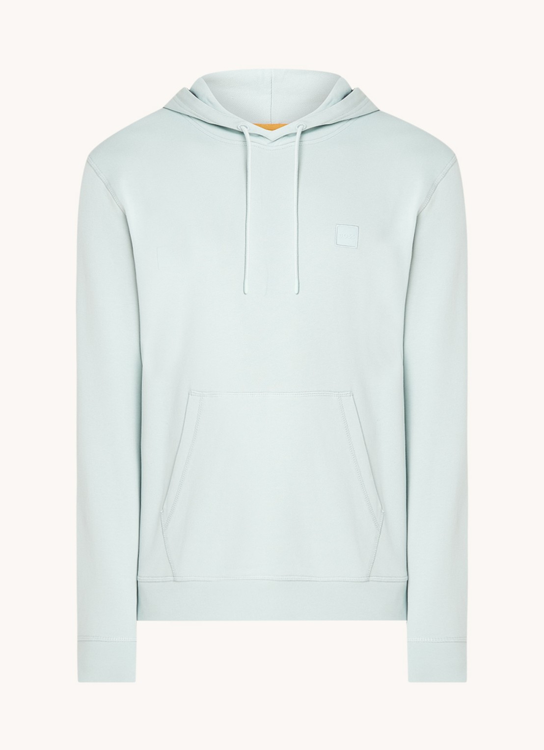BOSS Hoodie van katoenen sweatstof met logopatch - voorkant 4 mint