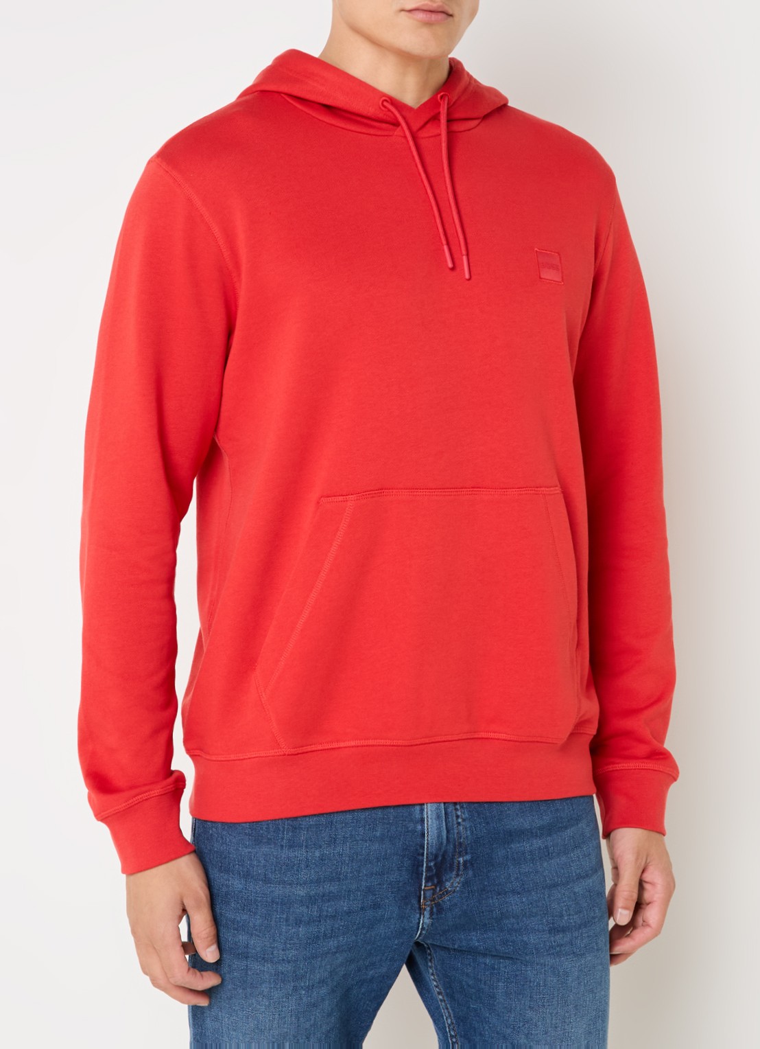 BOSS Hoodie van katoenen sweatstof met logopatch - detail 3 rood