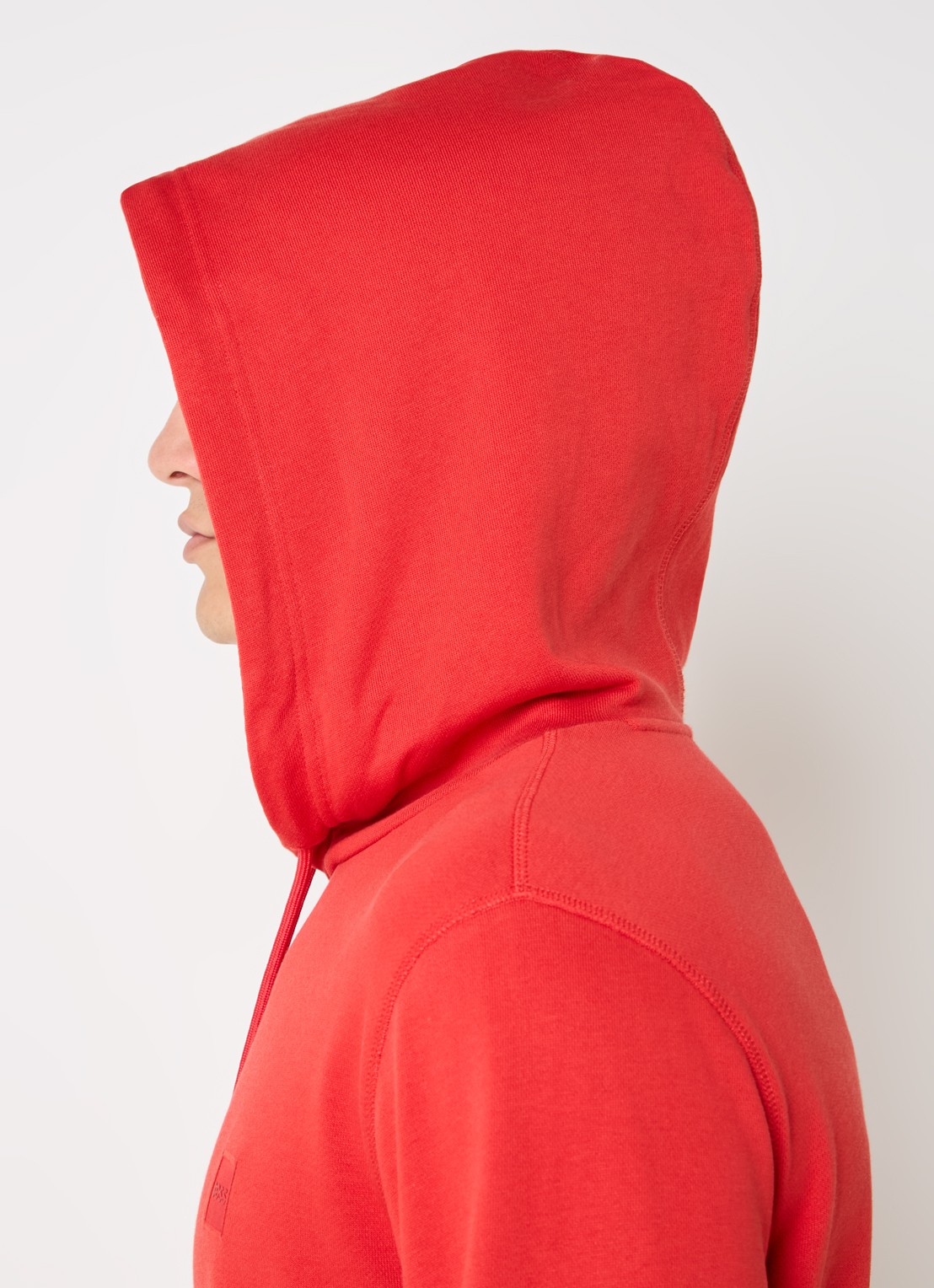 BOSS Hoodie van katoenen sweatstof met logopatch - detail 4 rood