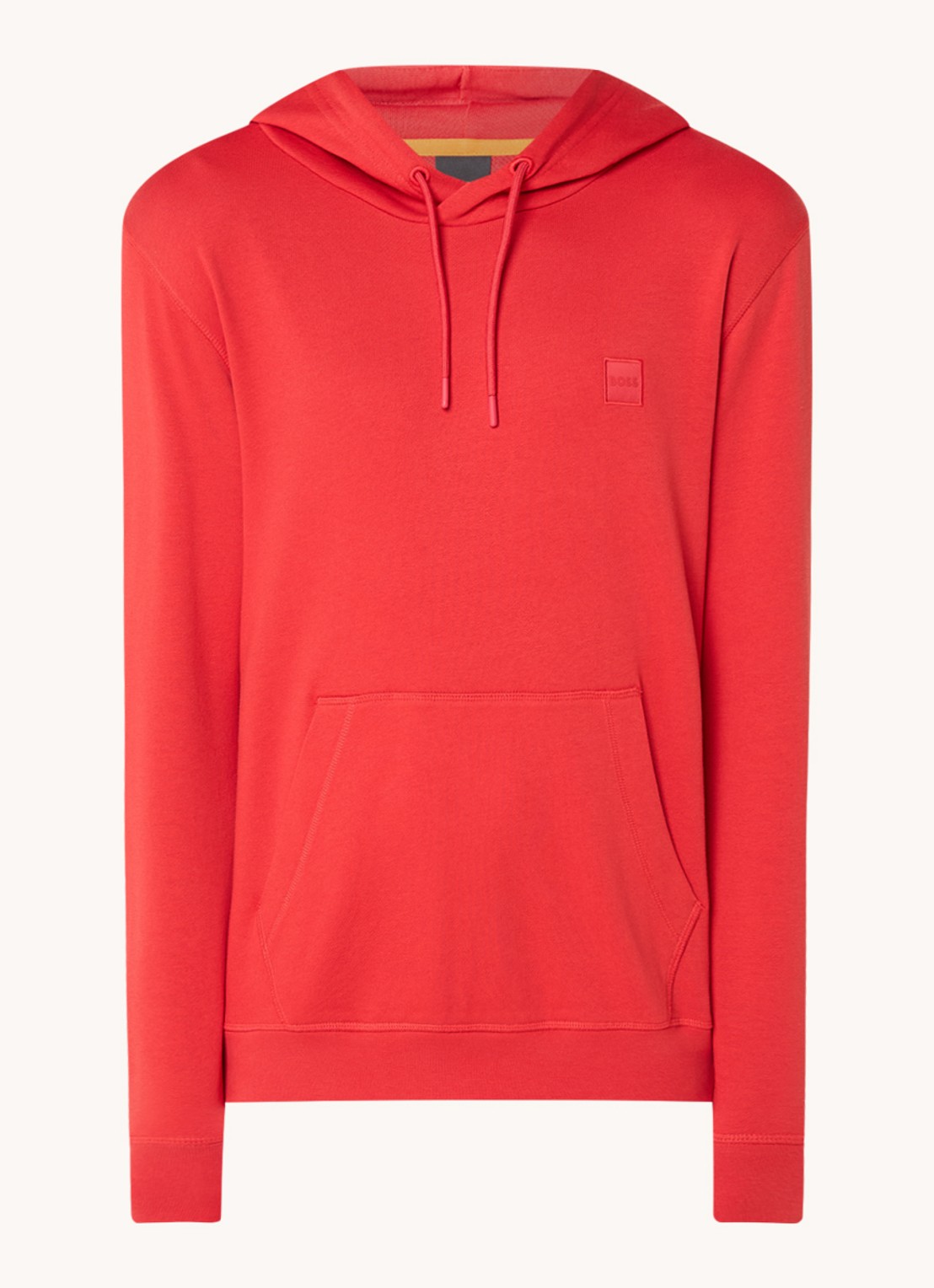 BOSS Hoodie van katoenen sweatstof met logopatch - voorkant rood