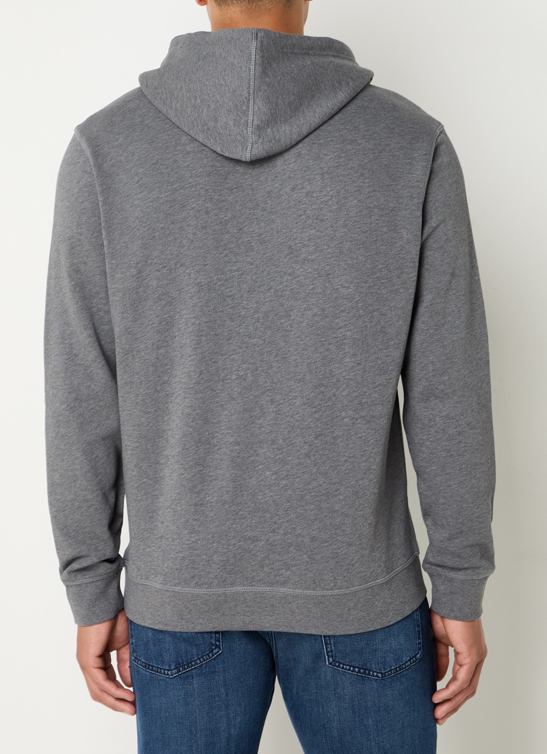 BOSS Hoodie van katoenen sweatstof met logopatch - achterkant grijs