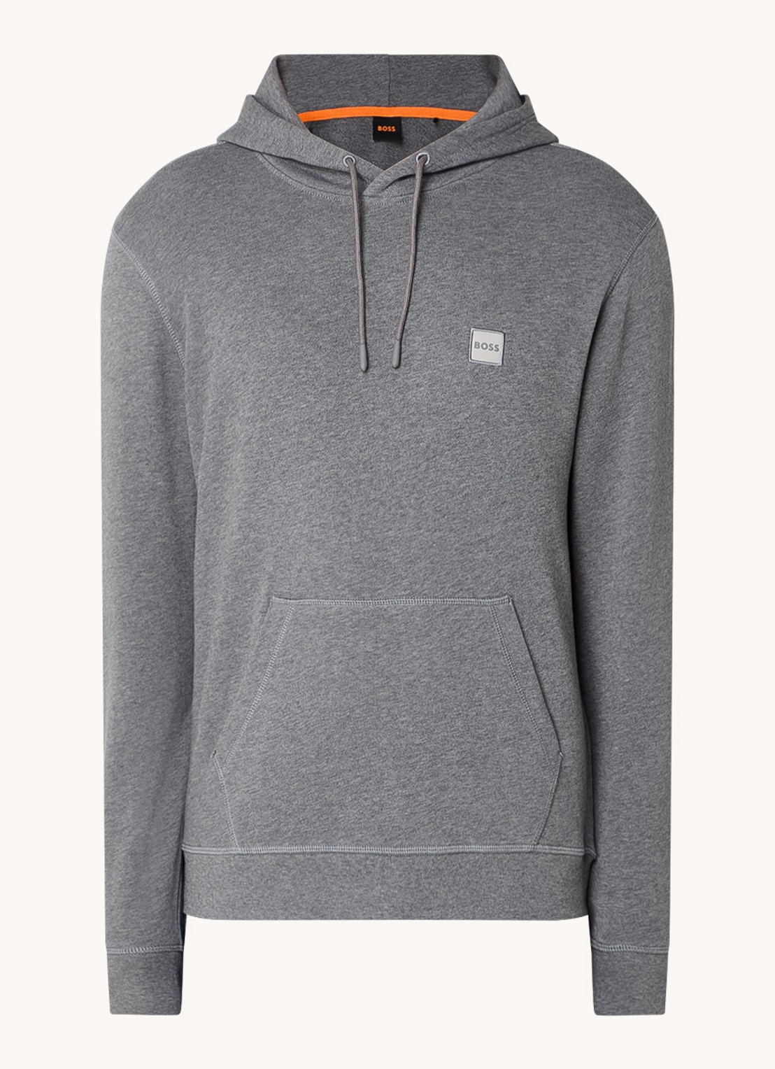 BOSS Hoodie van katoenen sweatstof met logopatch - voorkant 4 grijs