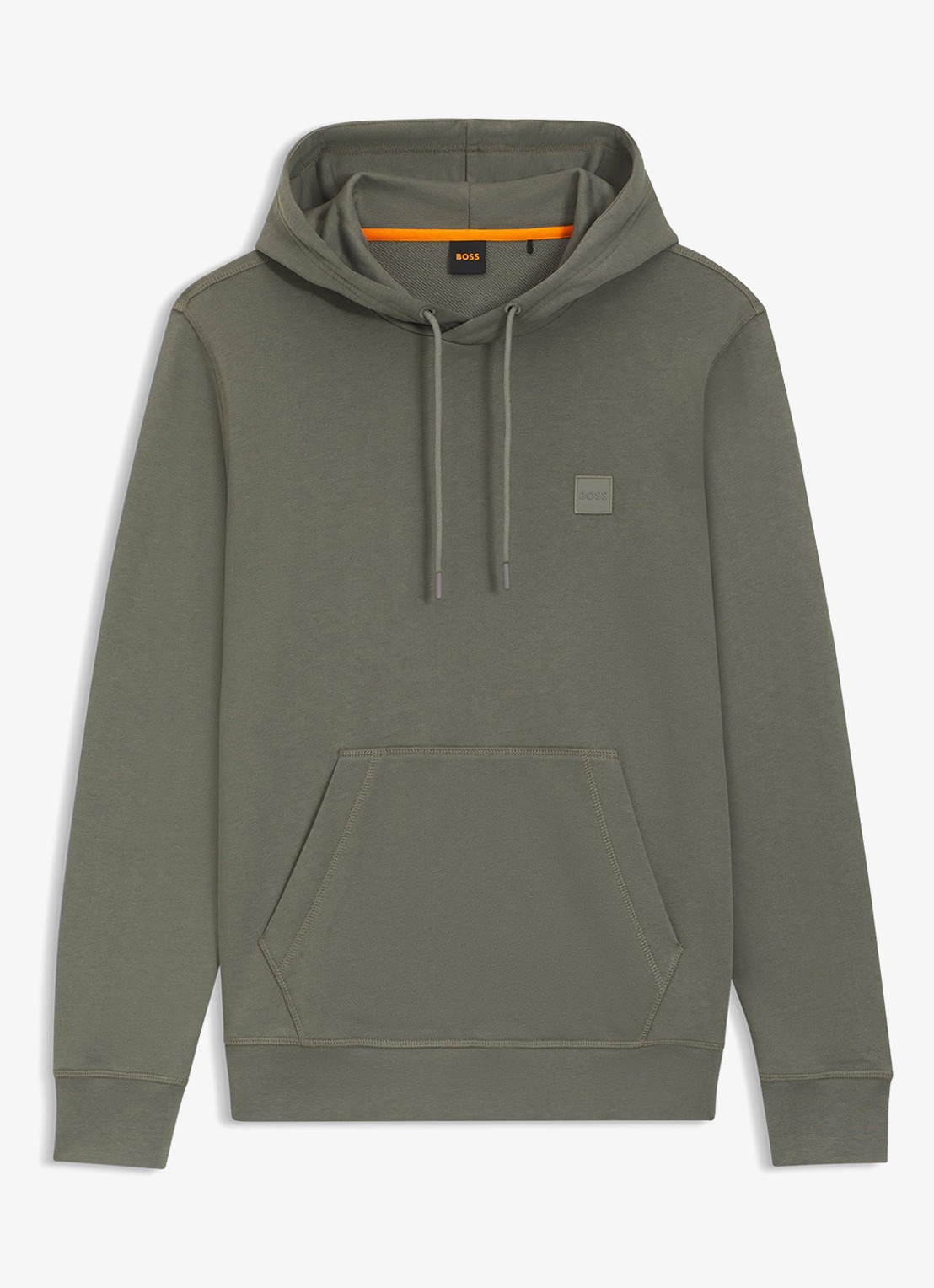 BOSS Hoodie van katoenen sweatstof met logopatch - voorkant 4 open grey 076 / grijs