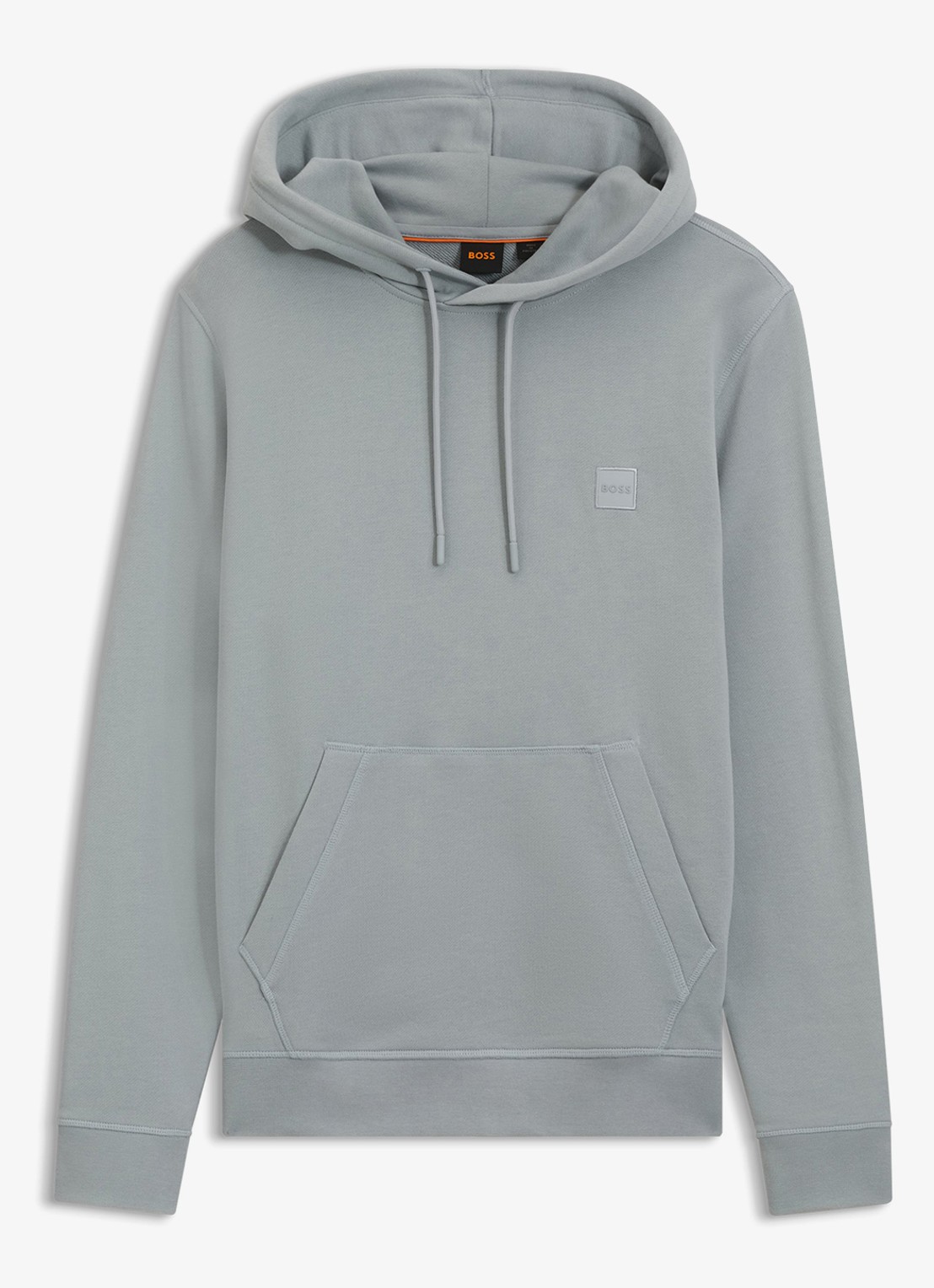 BOSS Hoodie van katoenen sweatstof met logopatch - voorkant open grey-084 / grijs