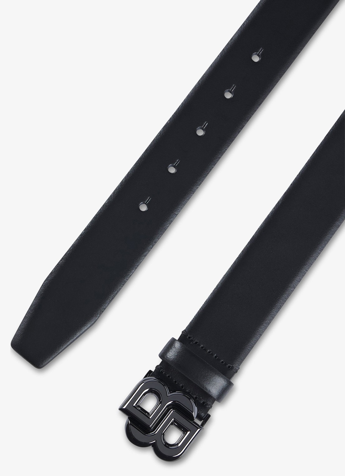 BOSS Icon riem van leer met logo - detail 4 zwart