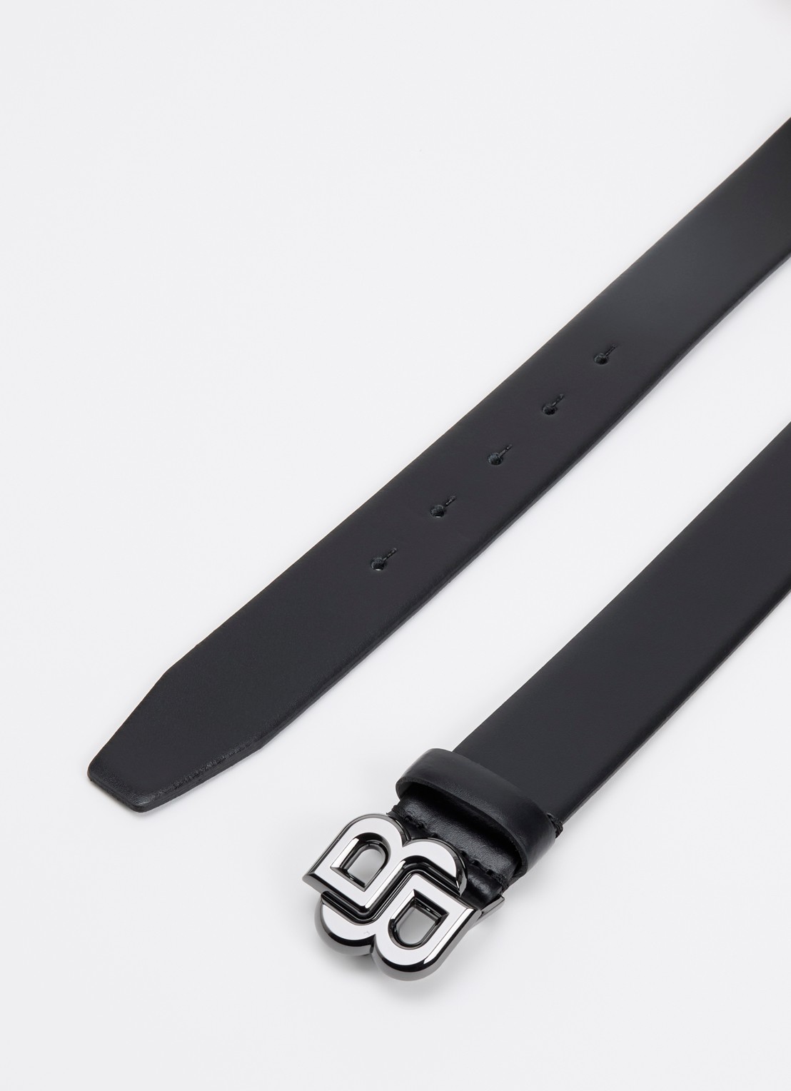 BOSS Icon riem van leer met logo - detail 5 zwart
