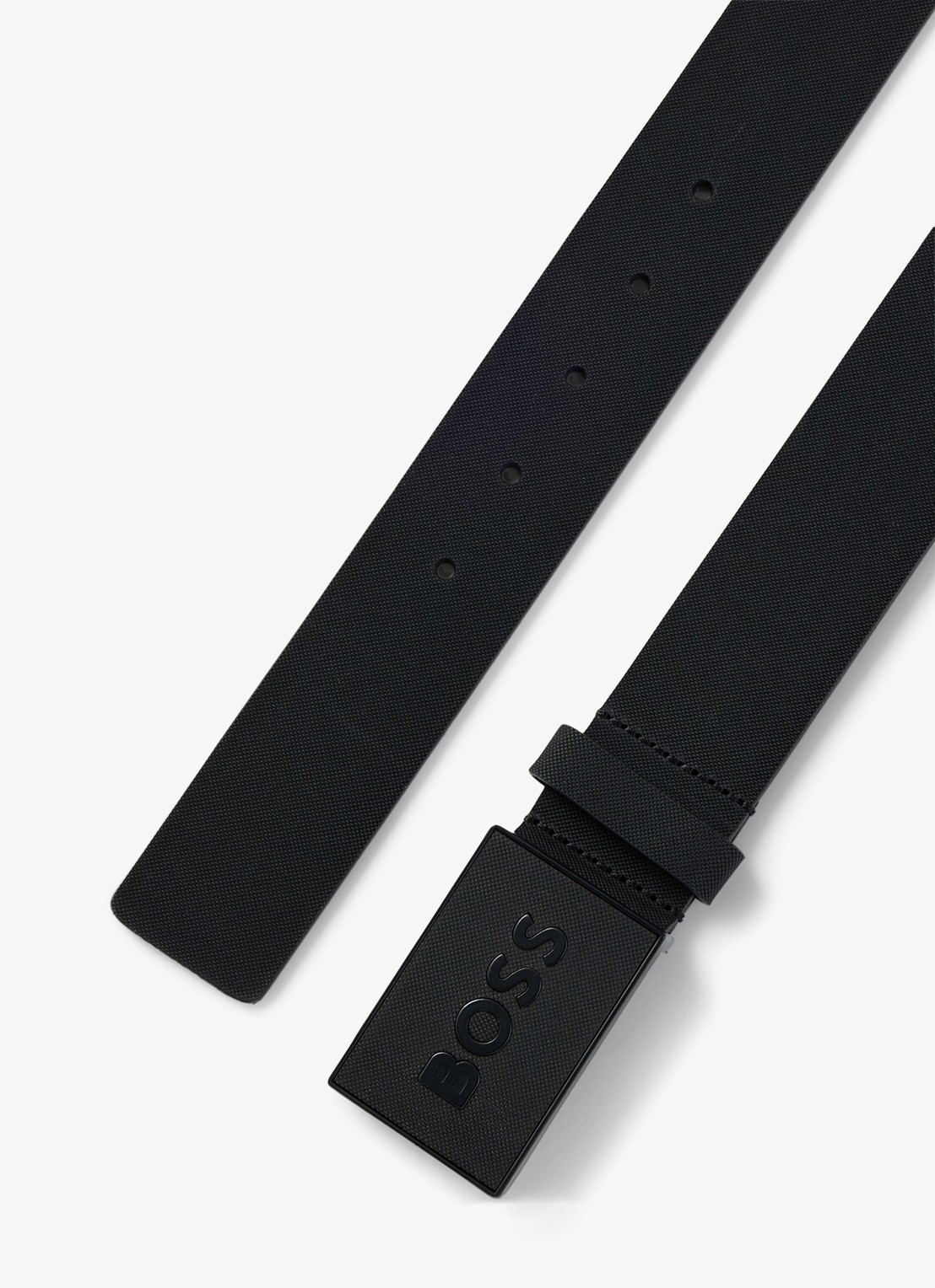BOSS Icon riem van leer - detail 2 zwart
