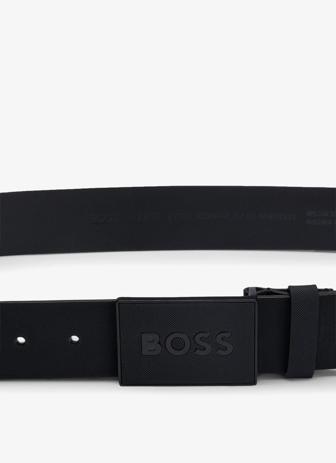 BOSS Icon riem van leer - detail 3 zwart