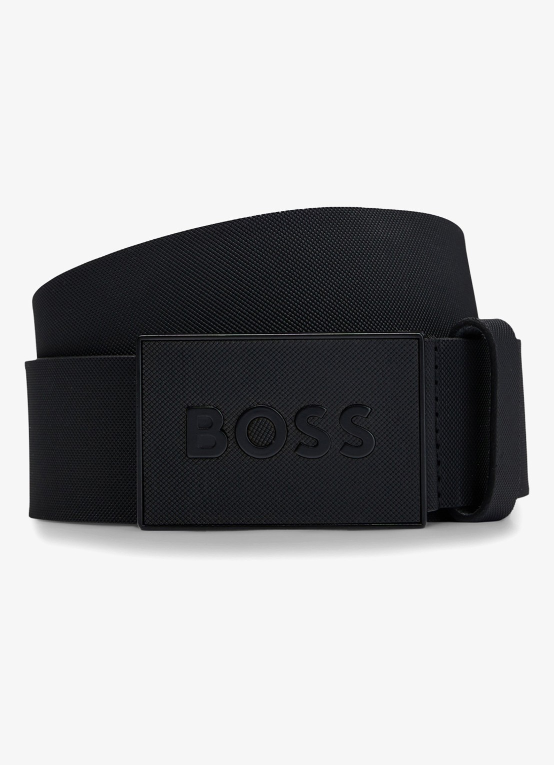 BOSS Icon riem van leer - voorkant 4 zwart