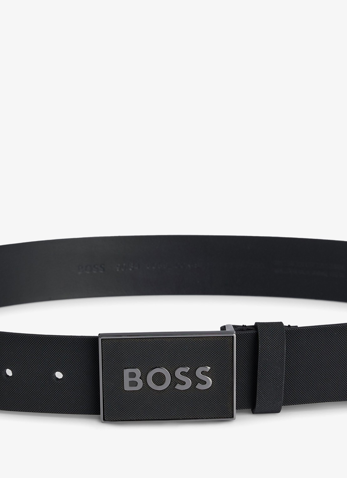 BOSS Icon riem van leer - achterkant diepzwart