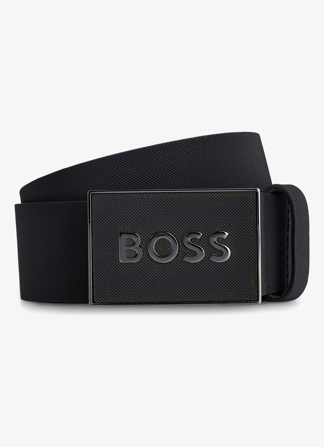 BOSS Icon riem van leer - voorkant 2 diepzwart