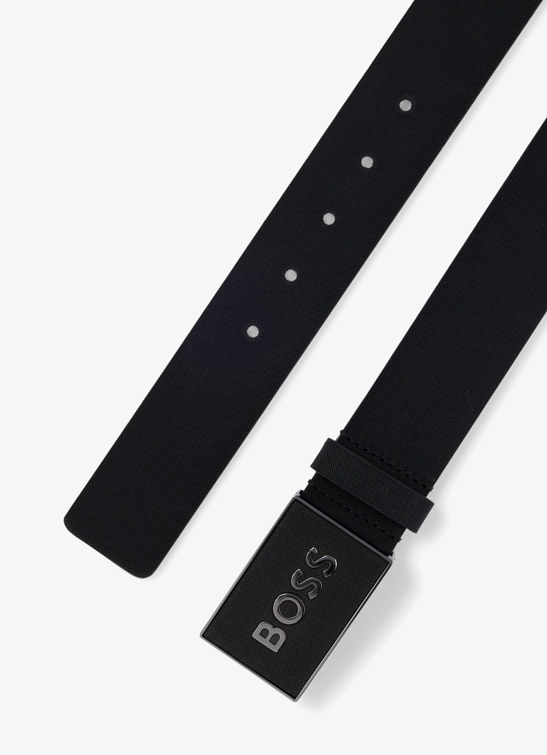 BOSS Icon riem van leer - voorkant 3 diepzwart