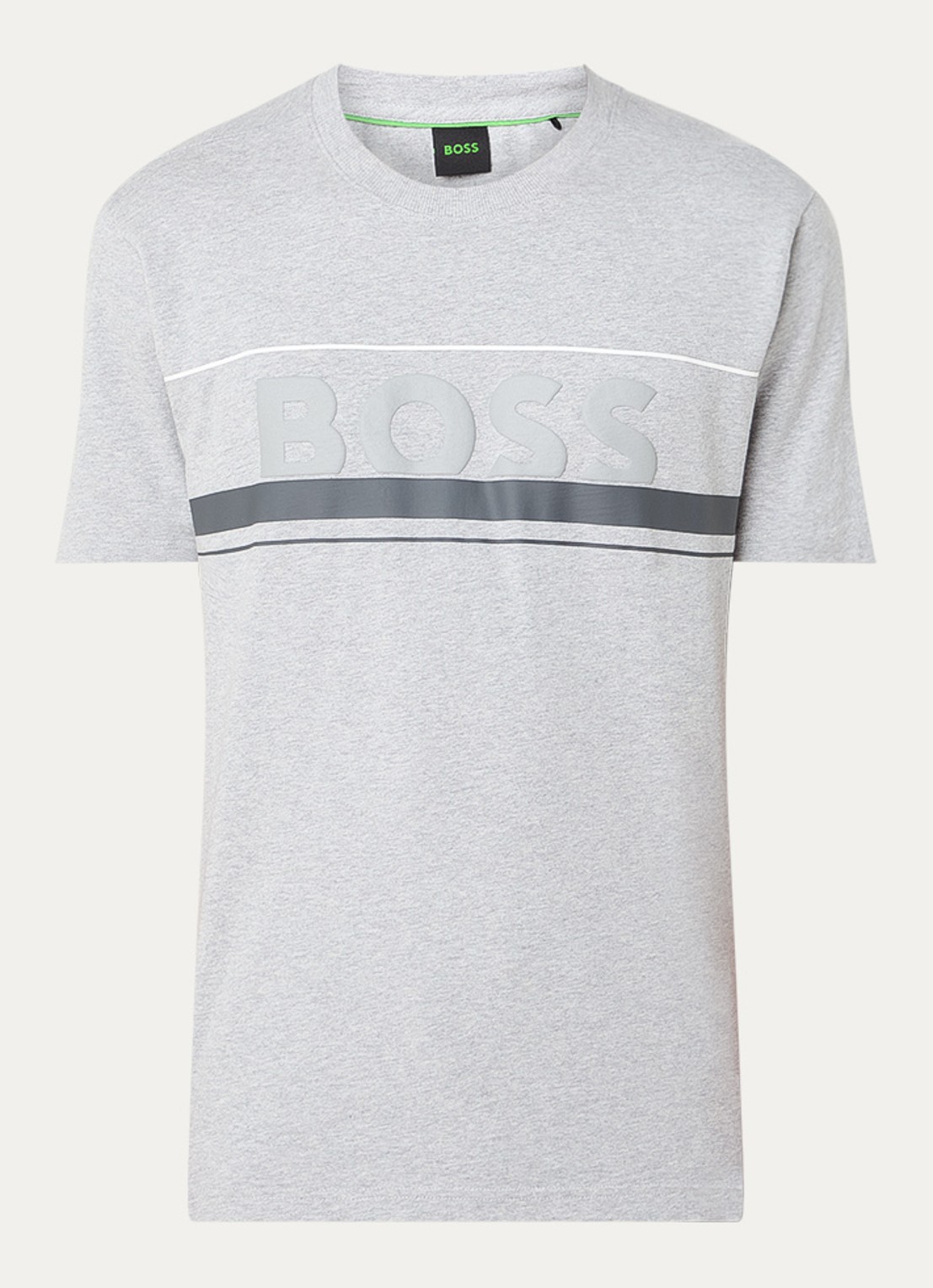 BOSS Iconic Zone T-shirt met logoprint - voorkant 2 grijsmele