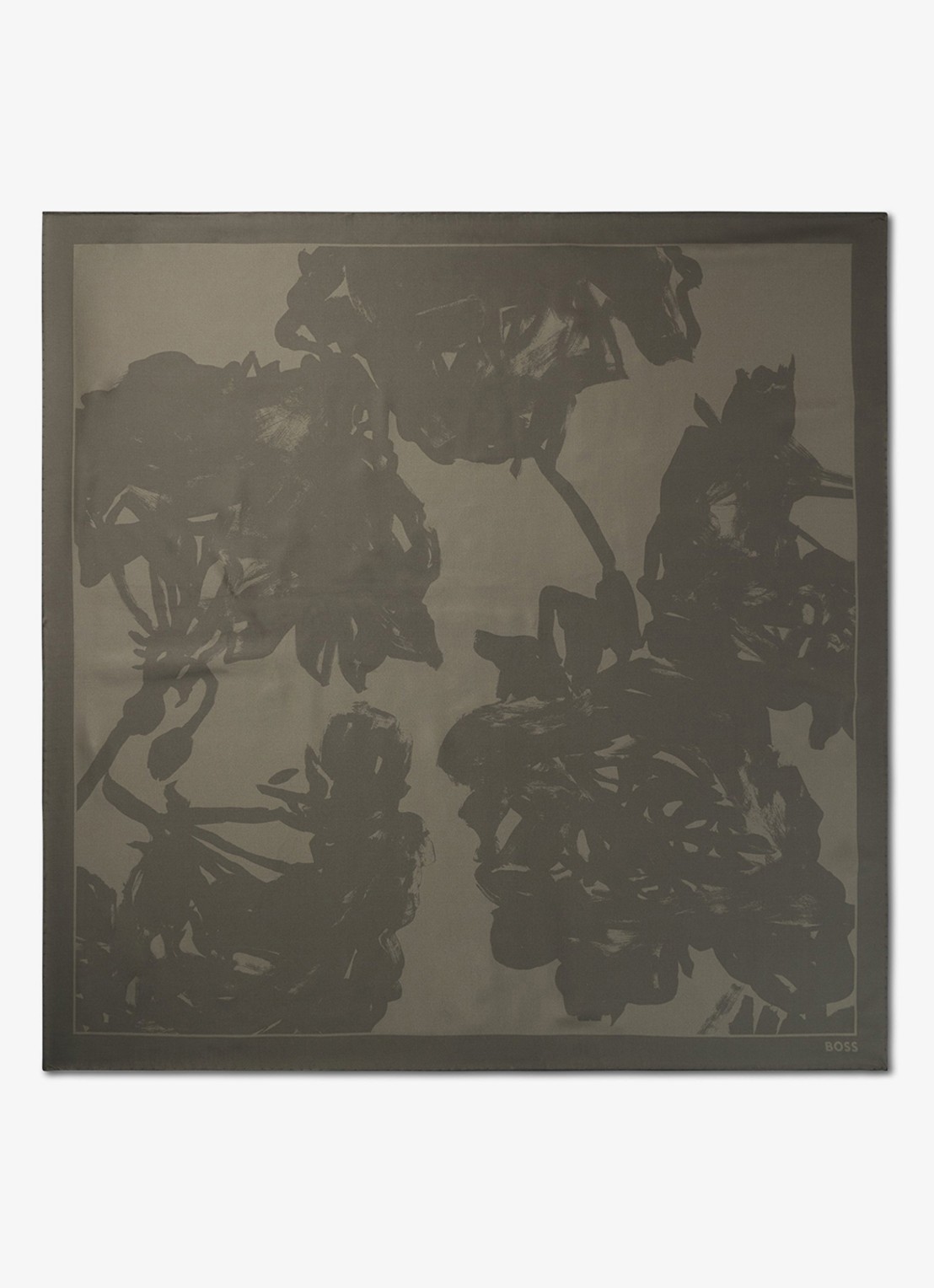 BOSS In Italië vervaardigde sjaal van zijden twill met print - voorkant dark green-308 / groen