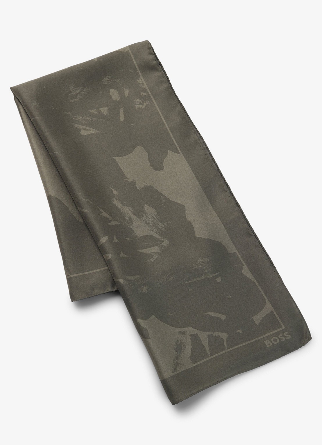 BOSS In Italië vervaardigde sjaal van zijden twill met print - voorkant 2 dark green-308 / groen