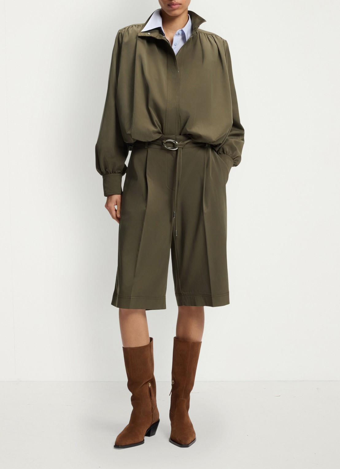 BOSS Jack met geplooid detail - voorkant 2 khaki