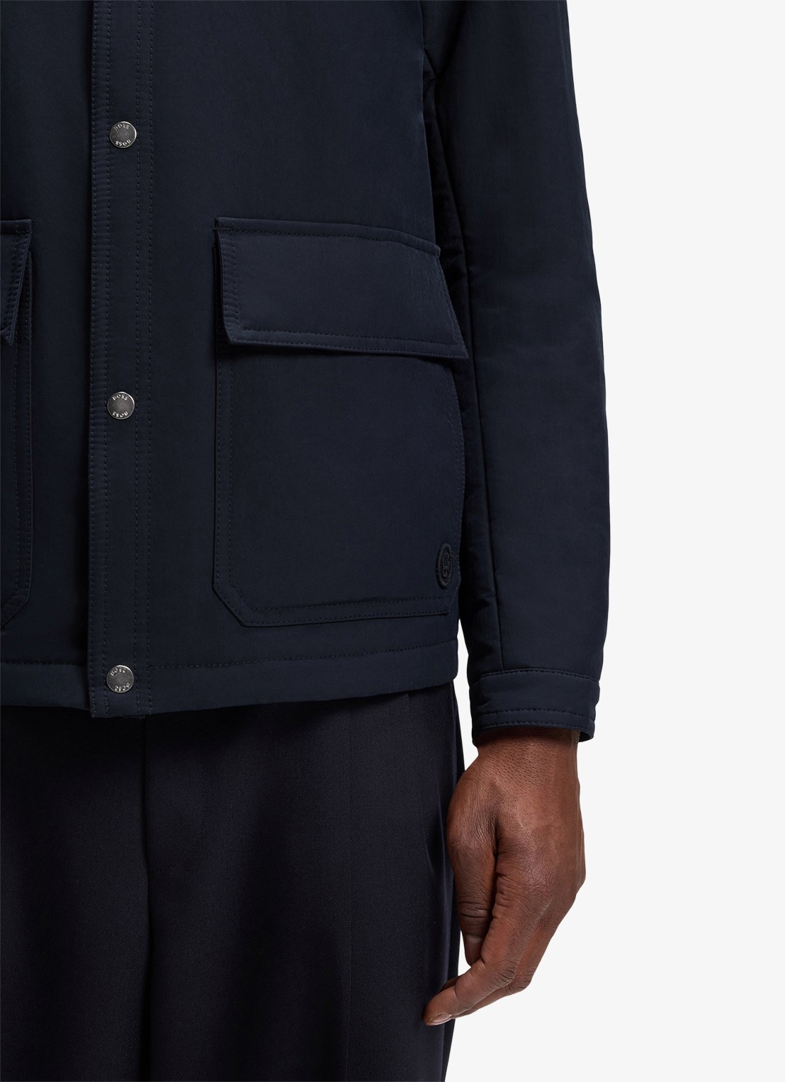 BOSS Jack met klepzakken en kraag - detail 4 donkerblauw