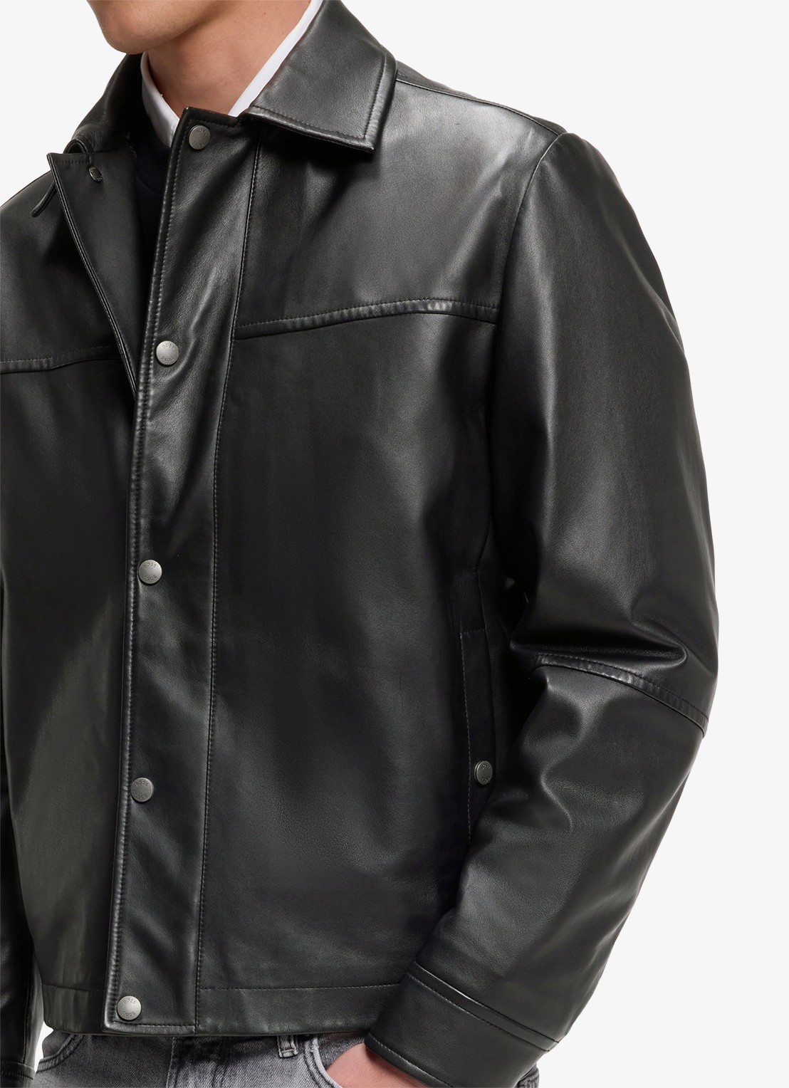 BOSS Jack van leer - detail 5 zwart