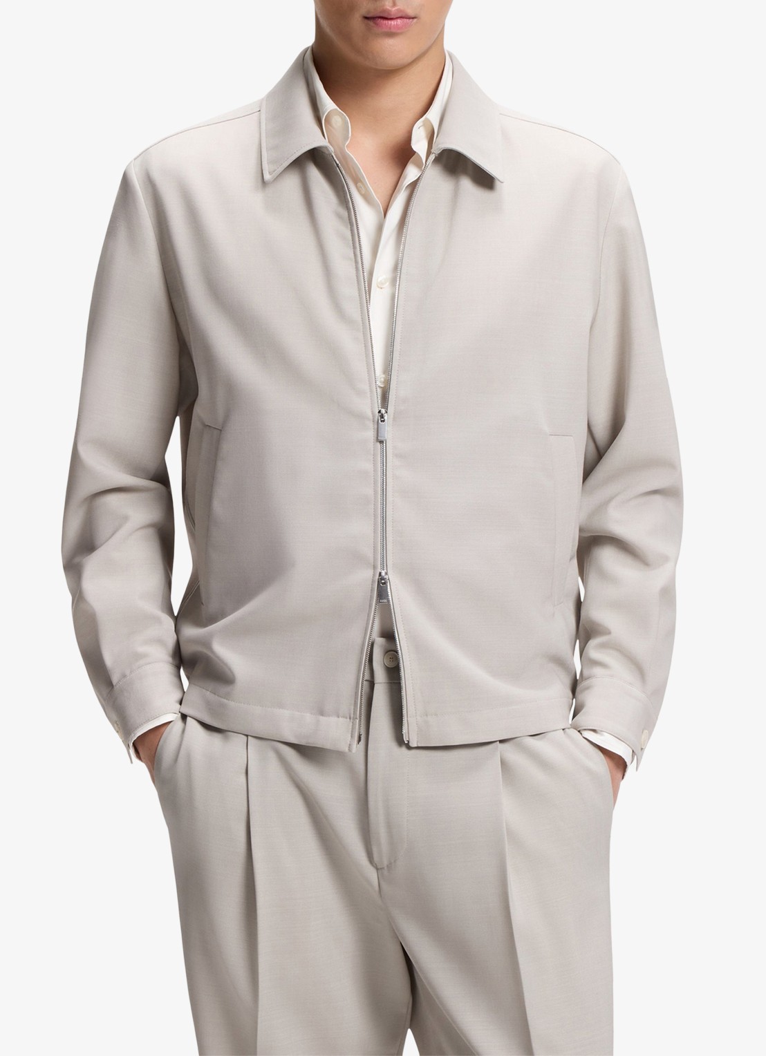 BOSS Jack van scheerwol met steekzakken - detail 3 beige