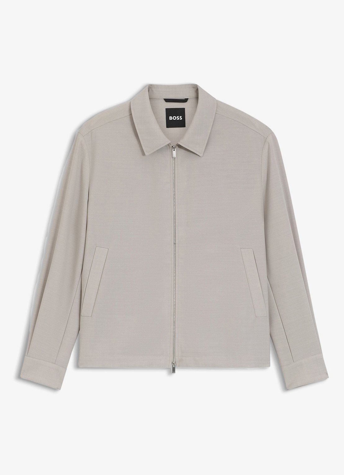 BOSS Jack van scheerwol met steekzakken - voorkant beige