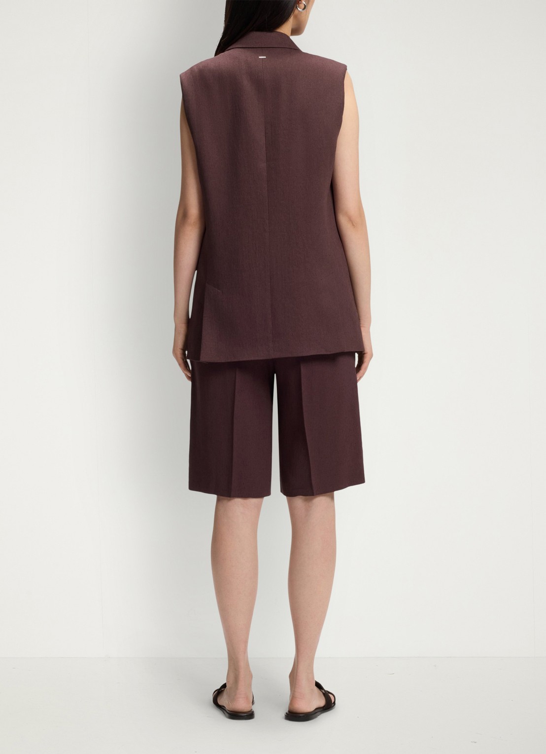 BOSS Jankania gilet in linnenblend - achterkant 3 dark brown-206 / bruin
