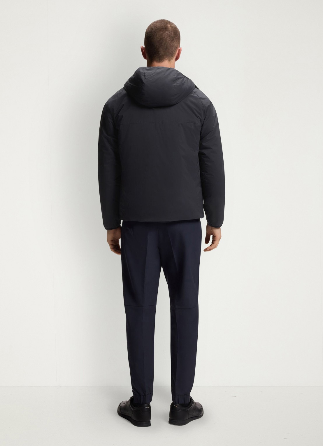 BOSS Jas met capuchon en logo - achterkant donkerblauw