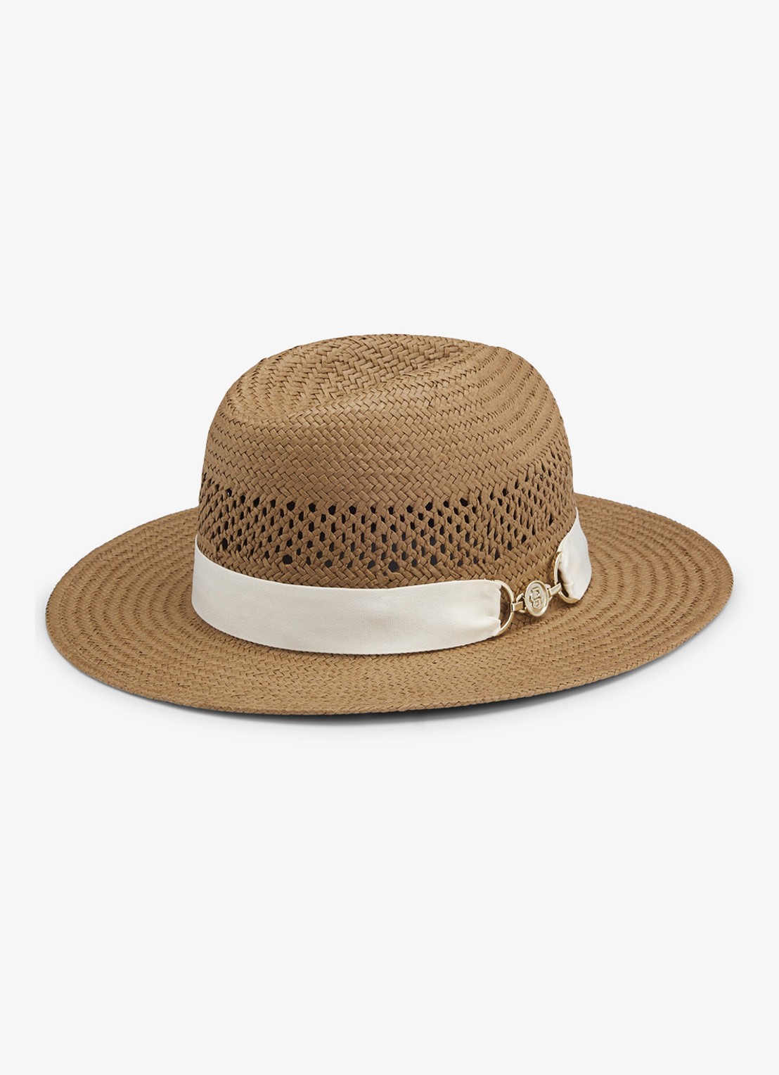 BOSS Jelena-B-Icon hoed met gevlochten detail - detail 2 dark brown-206 / bruin