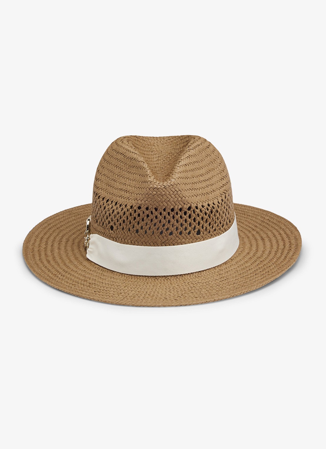 BOSS Jelena-B-Icon hoed met gevlochten detail - voorkant dark brown-206 / bruin