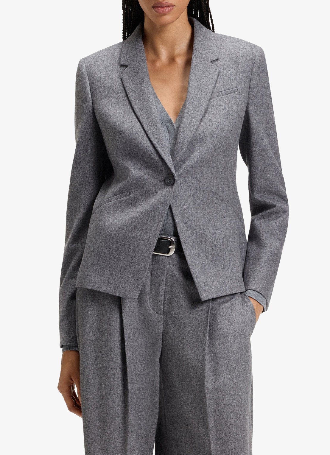 BOSS Jia blazer met paspelzakken - detail 4 light/pastel grey-058 / grijs
