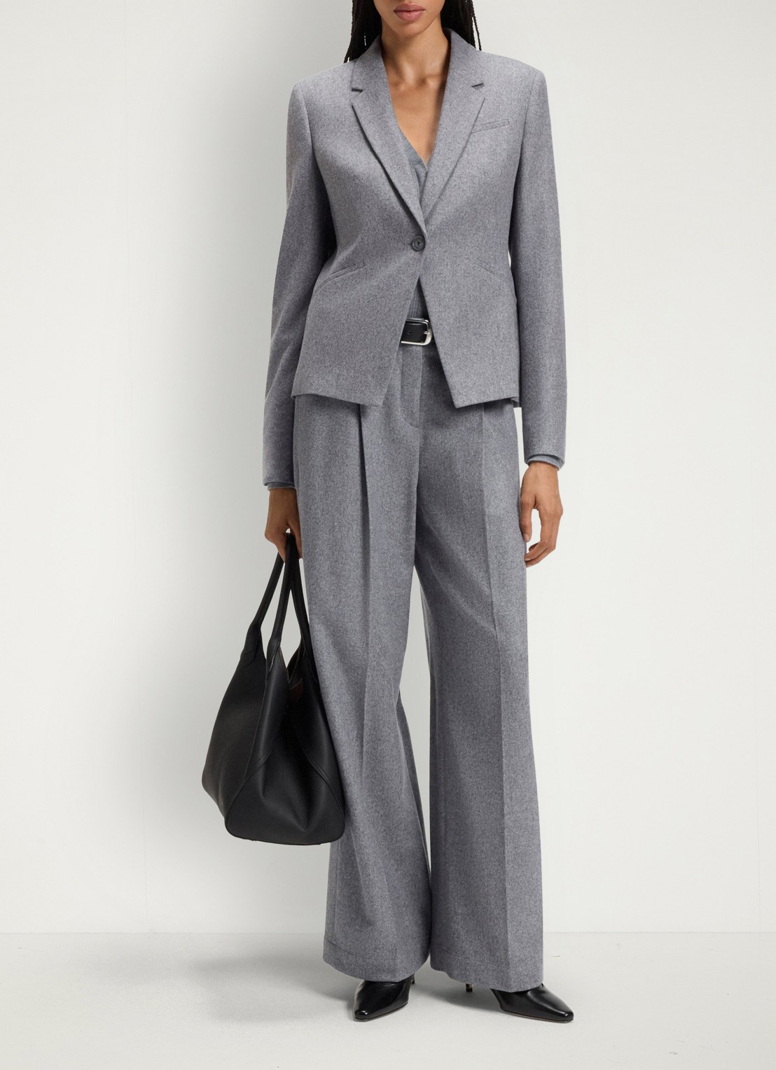 BOSS Jia blazer met paspelzakken - voorkant 2 light/pastel grey-058 / grijs