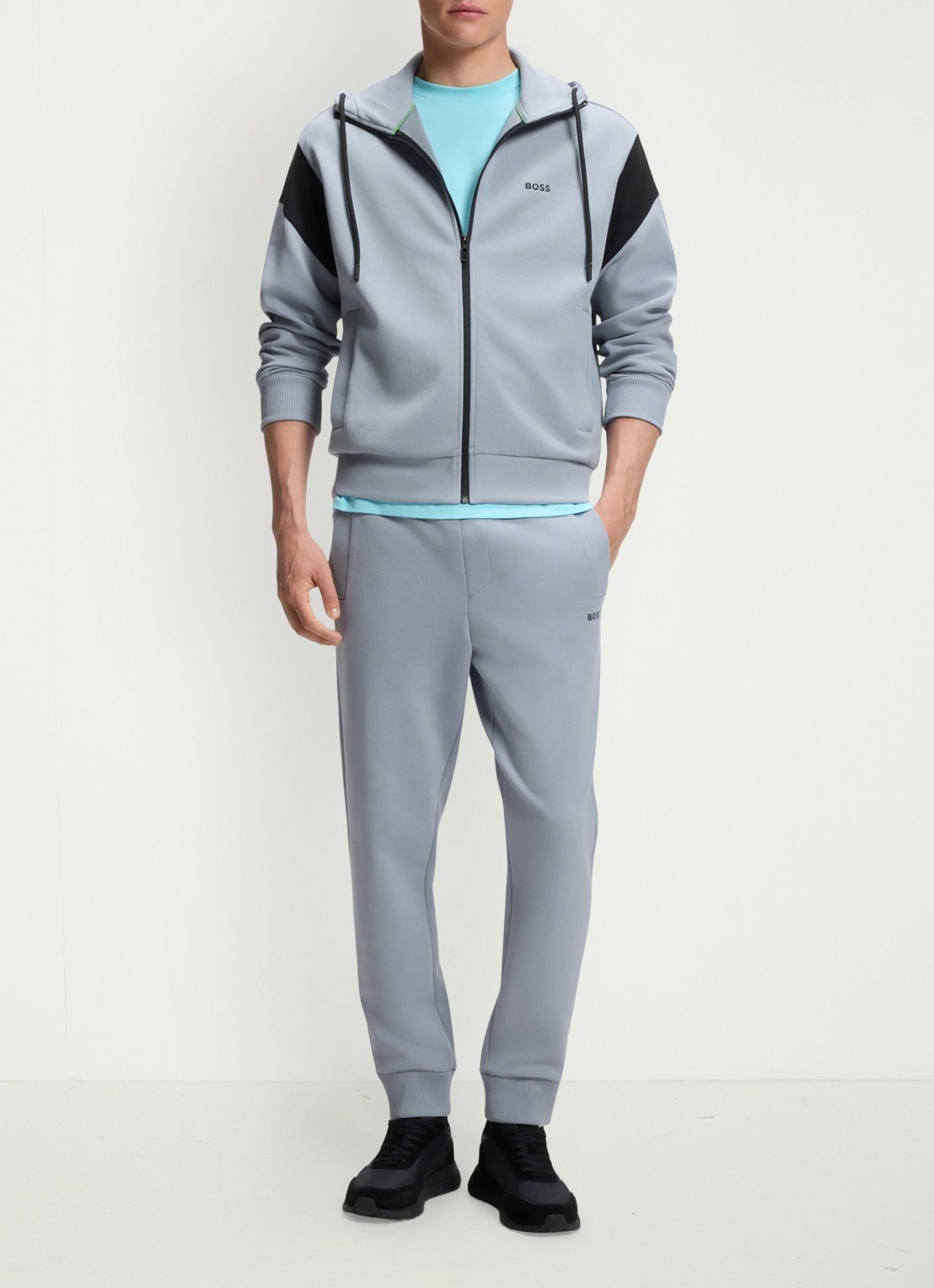 BOSS Joggingbroek met logo - voorkant 3 dark grey-026