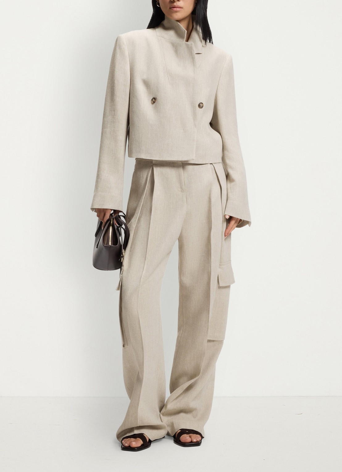 BOSS Jojeka blazer in linnenblend - voorkant 2 beige