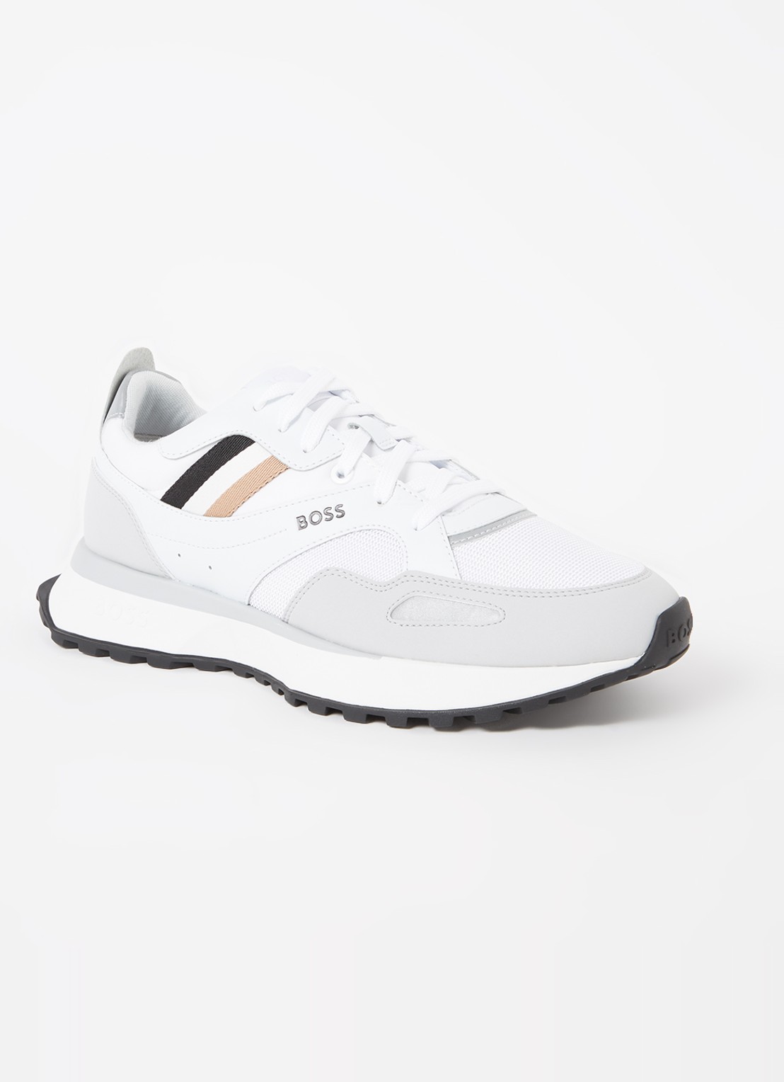 BOSS Jonah sneaker met mesh details - voorkant gebroken wit