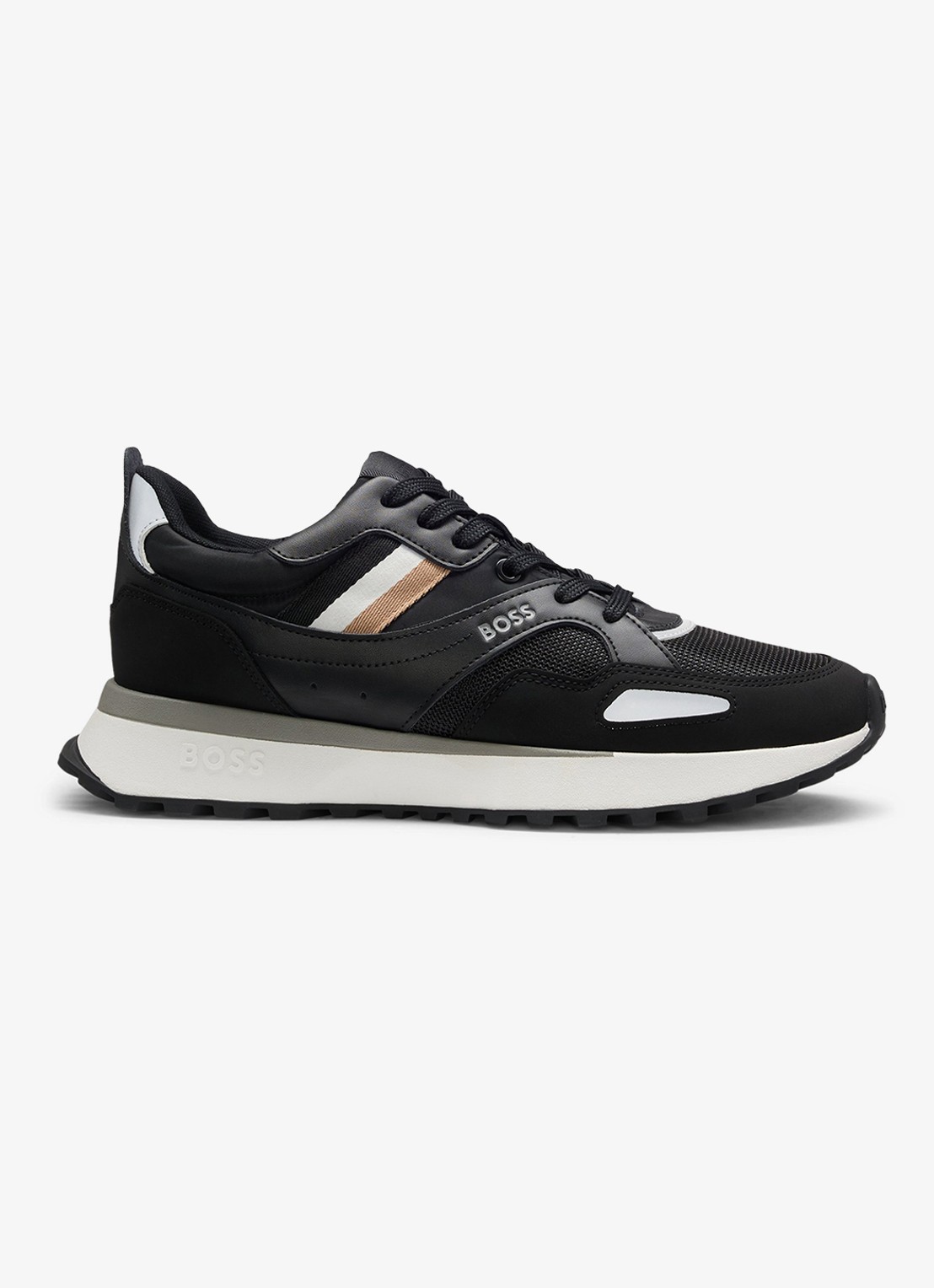 BOSS Jonah sneaker met mesh details - voorkant zwart