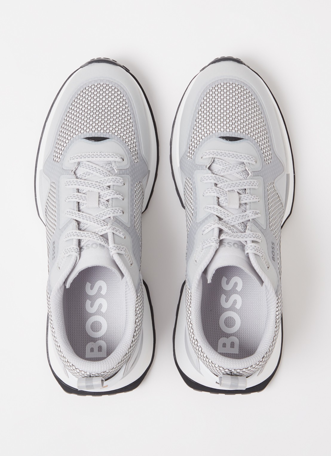 BOSS Jonah sneaker met mesh details - detail 3 lichtgrijs