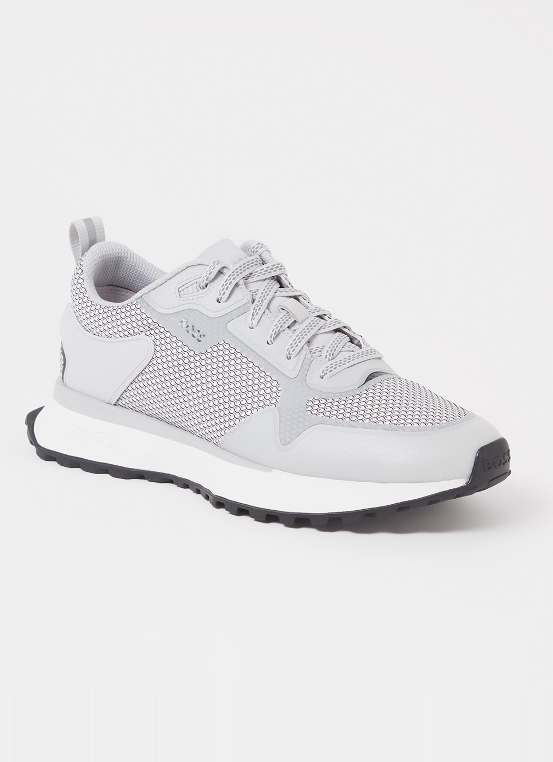 BOSS Jonah sneaker met mesh details - voorkant 5 lichtgrijs